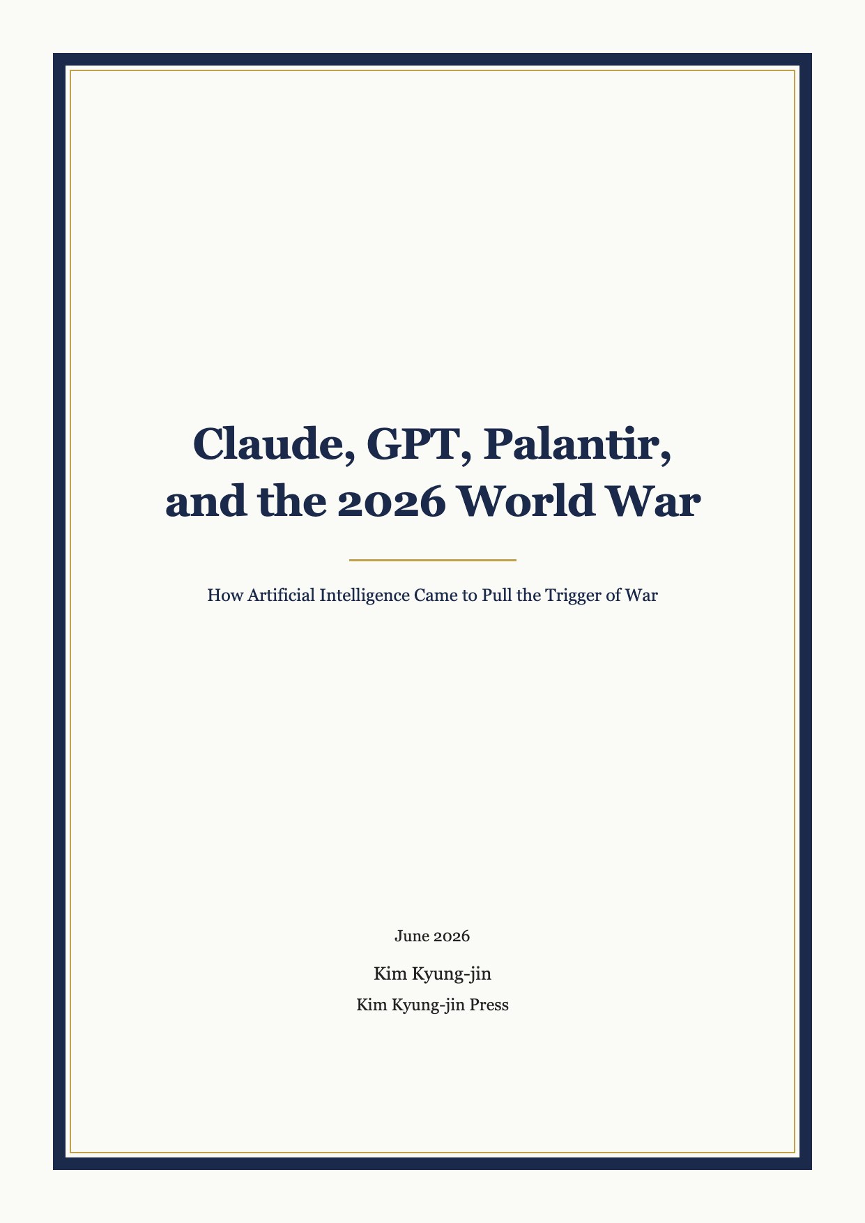 Claude, GPT, Palantir, and the 2026 World War cover