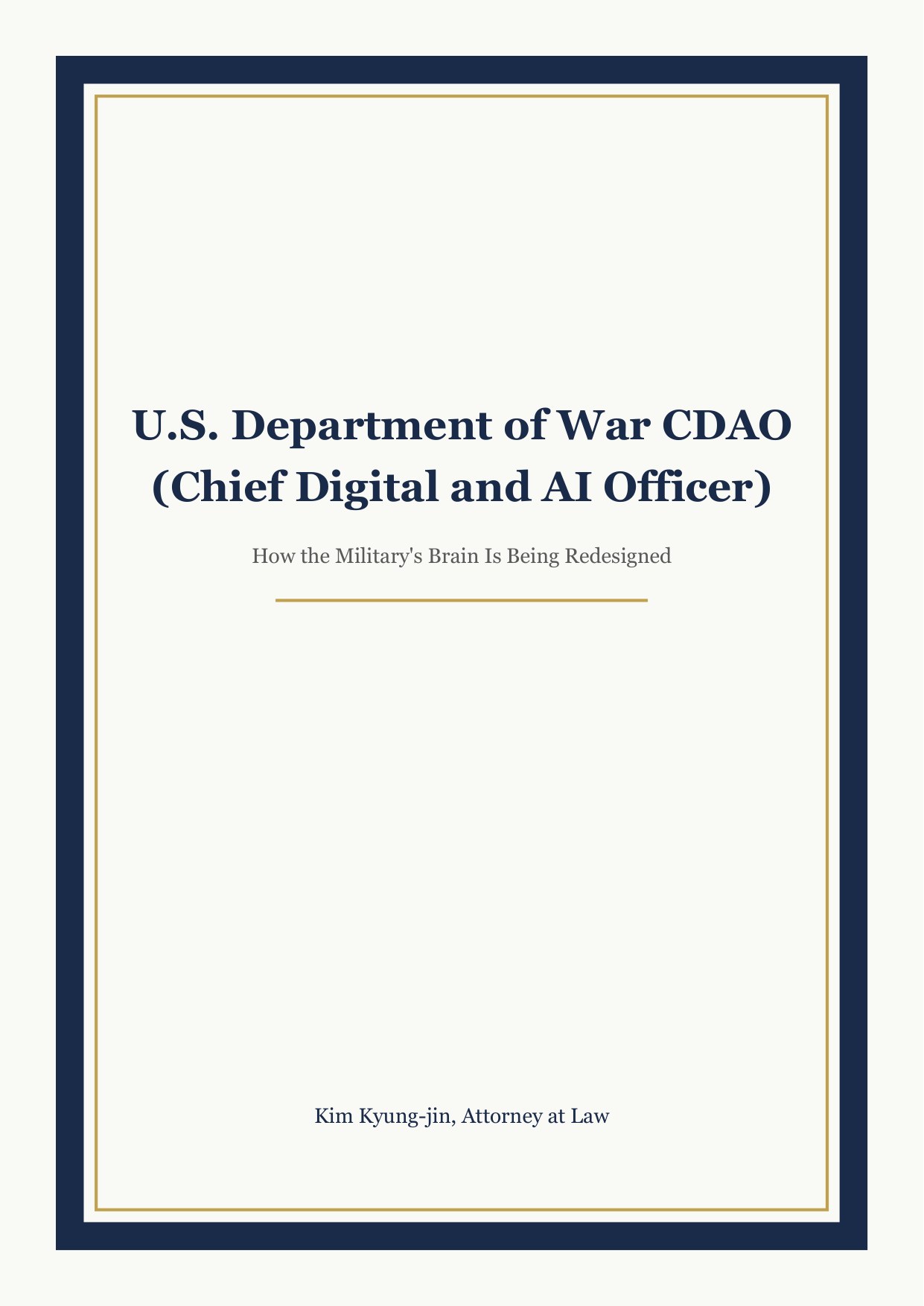 U.S. Department of War CDAO (Chief Digital and AI Officer) cover